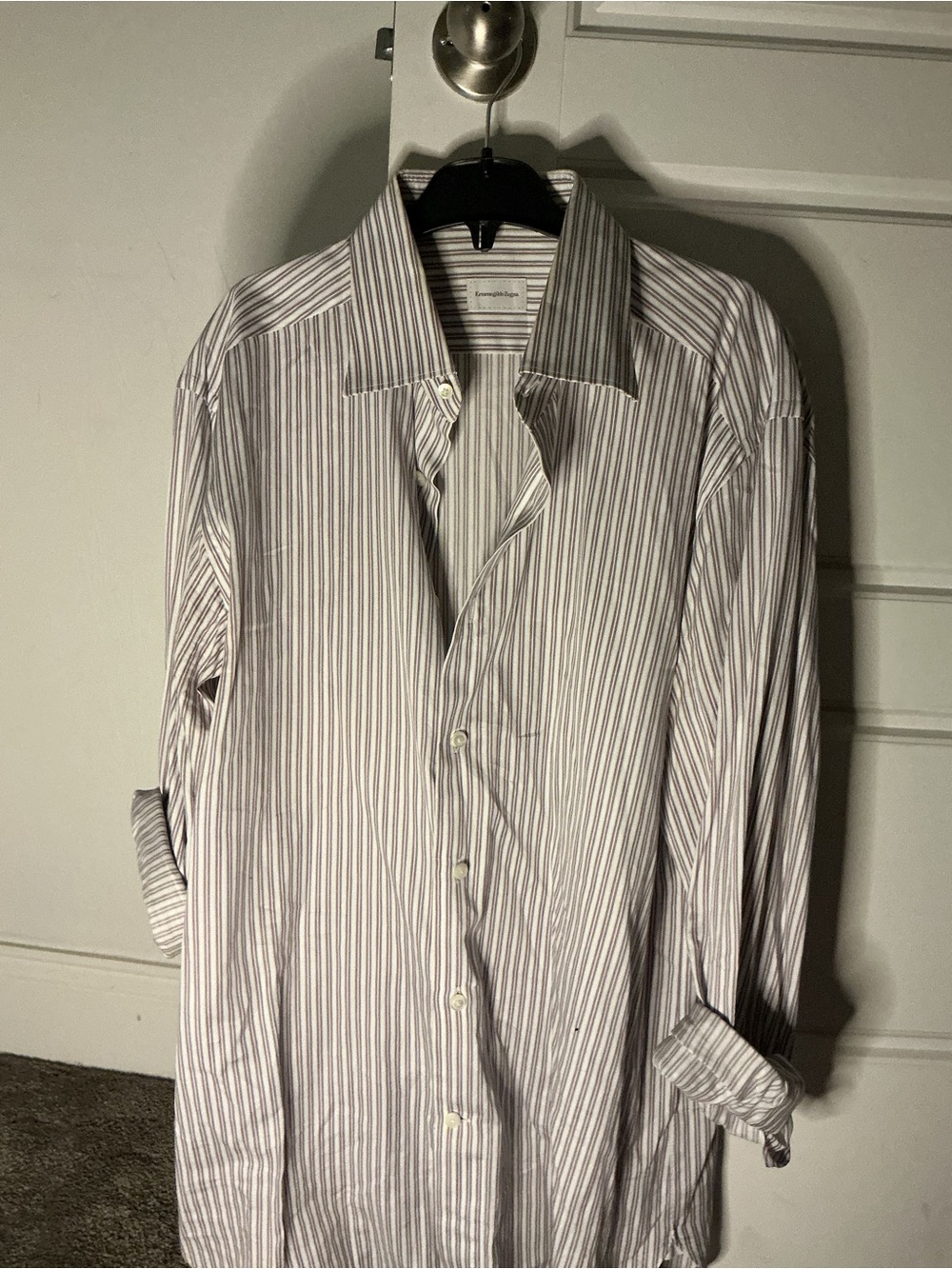 Men's Striped Dress Shirt - White with Gray Stripes